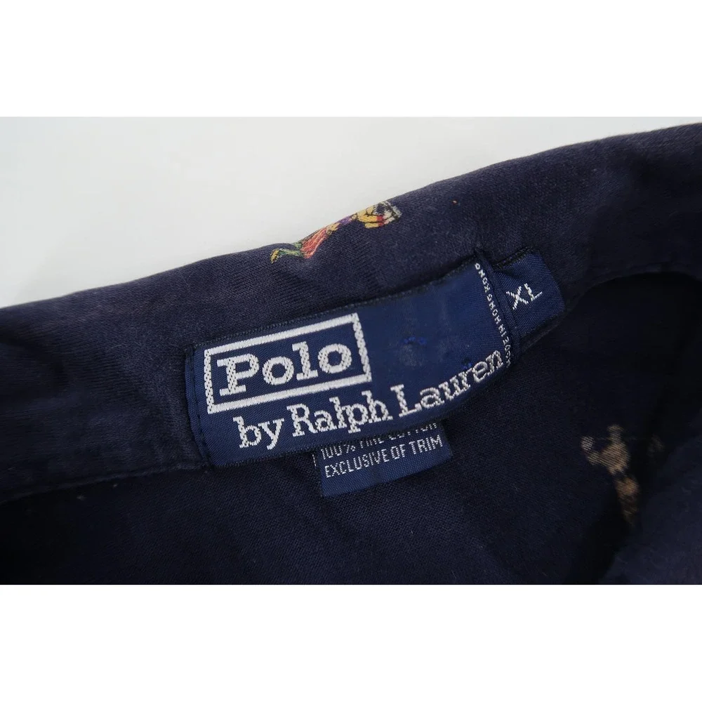Vintage Polo Ralph Lauren Golf Shirt Mens XL Navy All Over Golfer Print Golf - Picture 3 of 9
